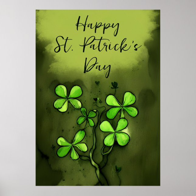 Whimsique Klöver Lycklig St patrick's day Poster (Framsidan)