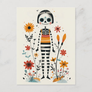 Whimsique La Catrina Blommigt Day of the dead Vykort