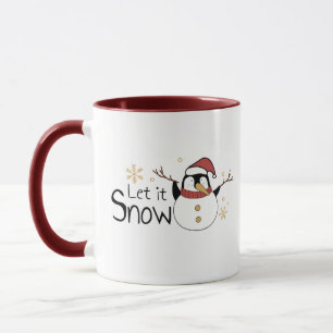 Whimsique Låt det snöa Penguin Snögubbe Jul Mugg