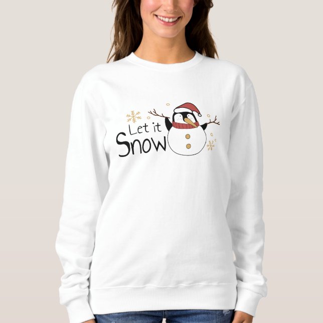Whimsique Låt det snöa Penguin Snögubbe | Jul T Shirt (Framsida)