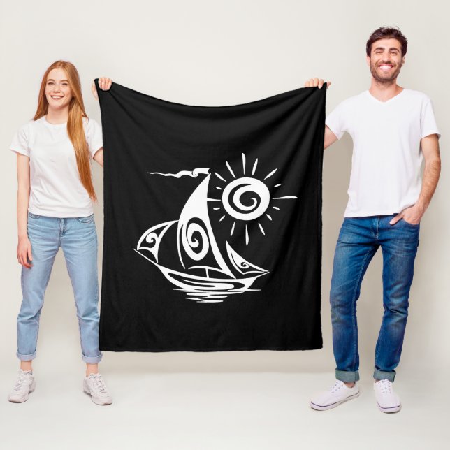 Whimsique Lazy Sailboat Black Fleecefilt (På plats)