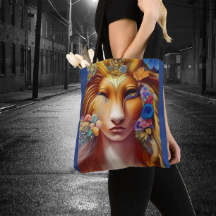 Whimsique Lejon Leo Spirit Guide Girls Ansikte Fan Tygkasse
