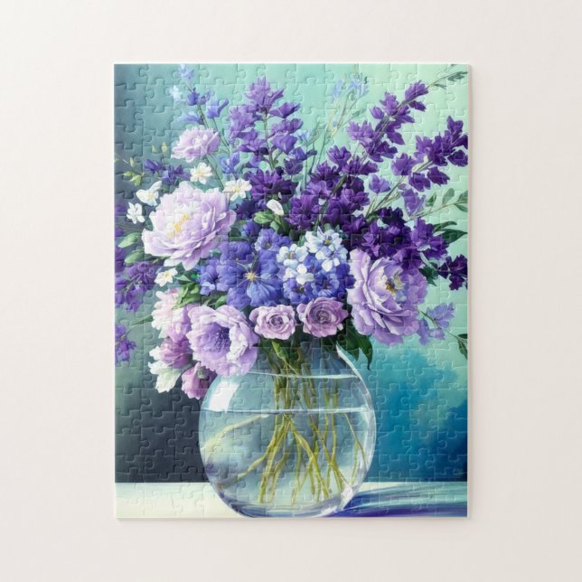 Whimsique Lila blommor i A Vas Pussel (Vertikal)