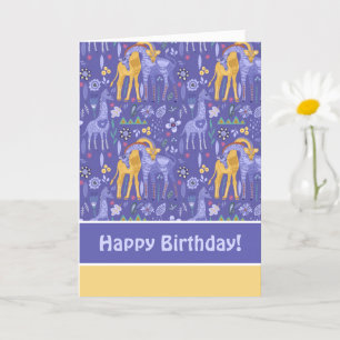 Whimsique Lila Teal Gult Giraffes Mönster Kort