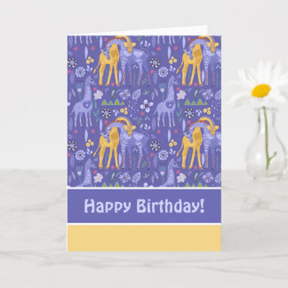 Whimsique Lila Teal Gult Giraffes Mönster Kort