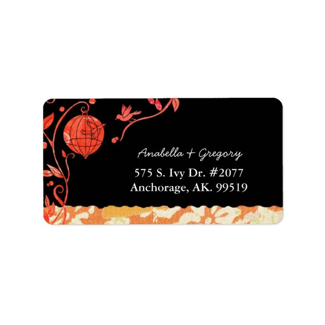 Whimsique Love birds Bröllop Adress Adressetikett (Framsidan)