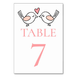 Whimsique Love birds Cute Lovebird Rosa Bröllop Bordsnummer