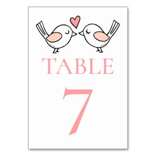 Whimsique Love birds Cute Lovebird Rosa Bröllop Bordsnummer