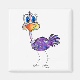 Whimsique Lycklig Lila Ostrich Magnet