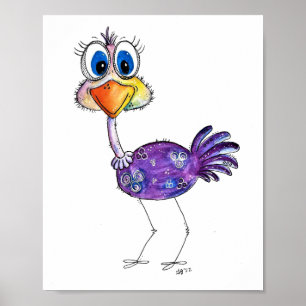Whimsique Lycklig Lila Ostrich Poster