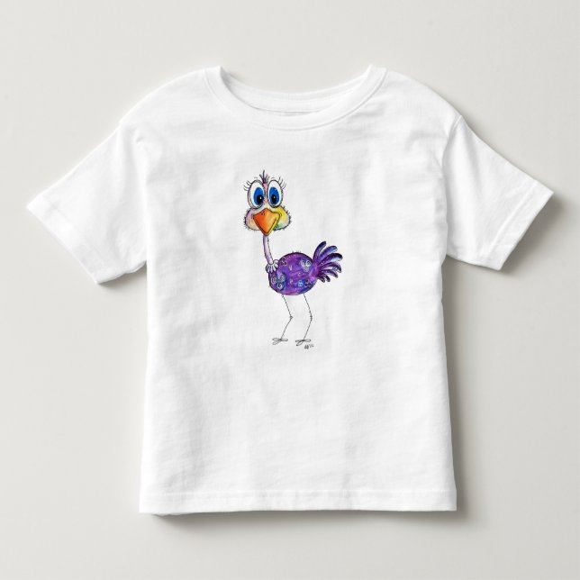 Whimsique Lycklig Lila Ostrich T Shirt (Framsida)