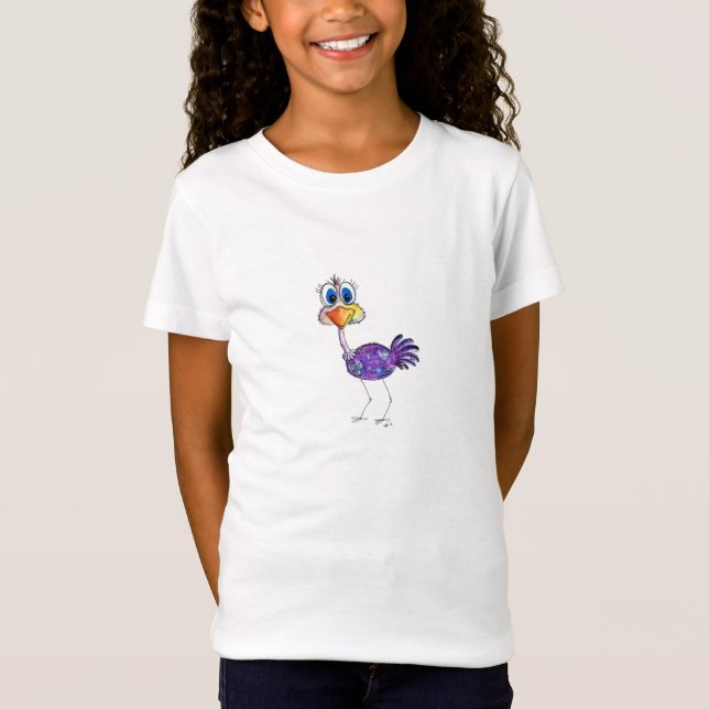 Whimsique Lycklig Lila Ostrich T Shirt (Framsida)