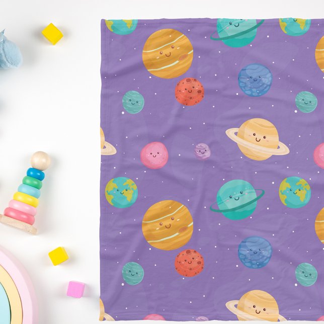 Whimsique Lycklig Planets Fleecefilt (Great size for a stroller blanket!)