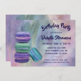 Whimsique Macarons | Fransk Söder Pastel Birthday Inbjudningar