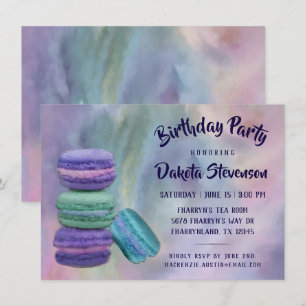Whimsique Macarons Fransk Söder Pastel Birthday Inbjudningar