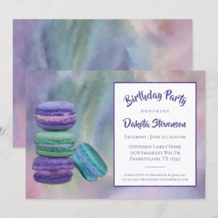 Whimsique Macarons   Fransk Söder Pastel Birthday Inbjudningar