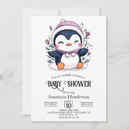 Whimsique Magic Penguin Baby Shower Inbjudningar