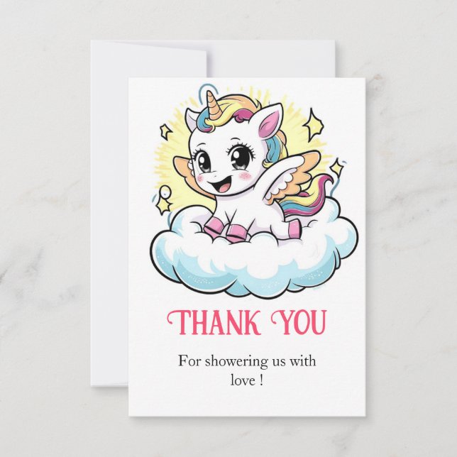 Whimsique Magic Unicorn Baby Shower Tack Kort (Framsida)