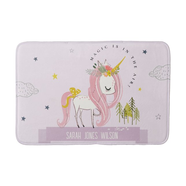 Whimsique Magic Unicorn Lila Princess Kids Badrumsmatta (Framsidan)