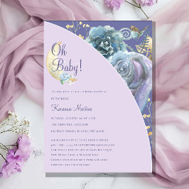 Whimsique Måne Lavender Lila Oh Baby Shower Inbjudningar