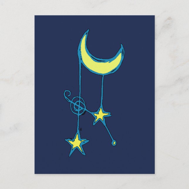 Whimsique Måne och Stars Vykort (Framsida)