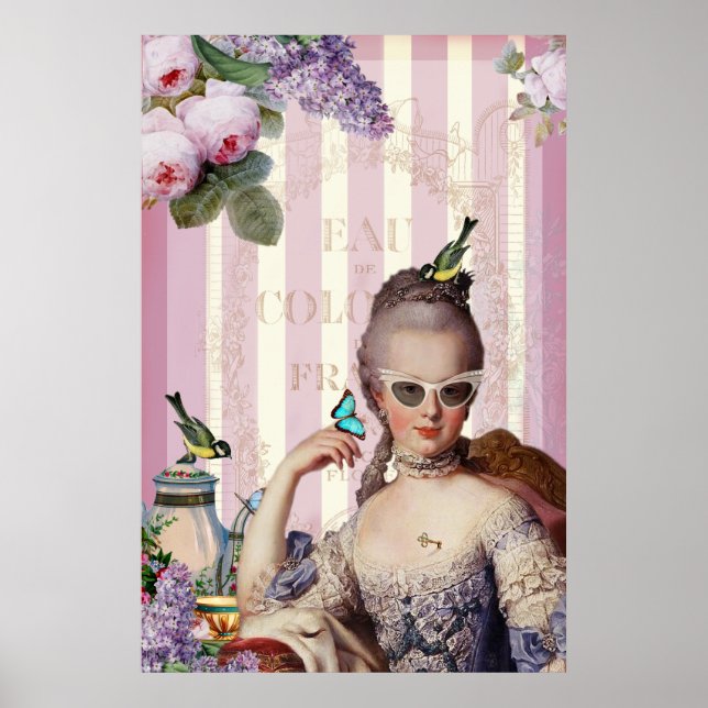 Whimsique Marie Antoinette i vingade solglasögon Poster (Framsidan)