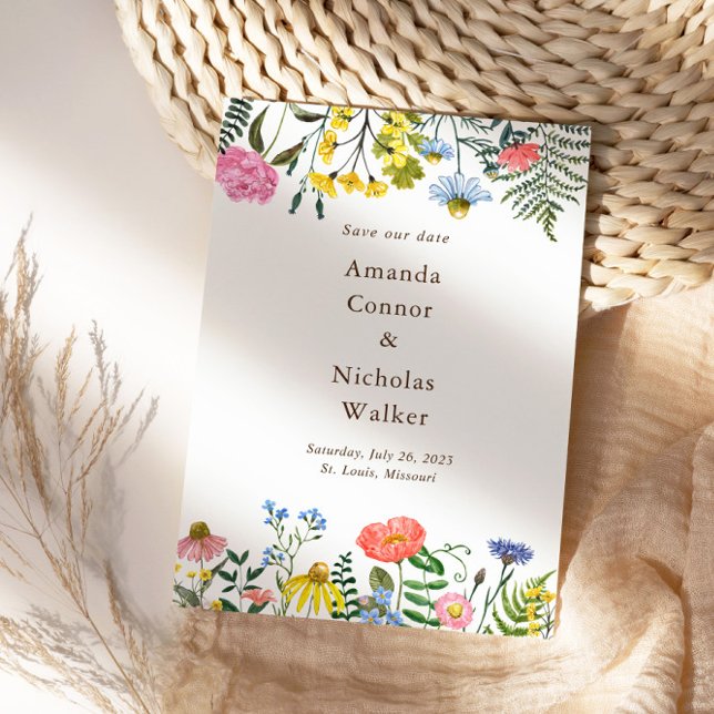 Whimsique Meadow Wildblommor Sparar datumet Inbjud Inbjudningar (Skapare uppladdad)