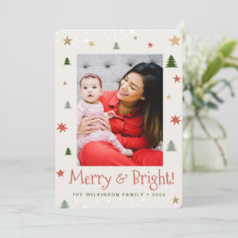 Whimsique Merry and Bright jul Anpassningsbar Phot Julkort