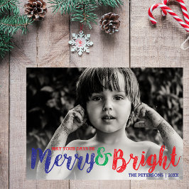 Whimsique Merry & Bright jul Helgdag Photo Julkort