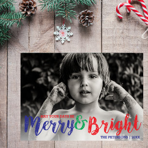 Whimsique Merry & Bright jul Helgdag Photo Julkort