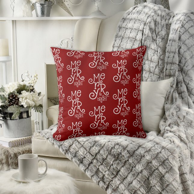 Whimsique Mönster Merry Bright jul Berry Red Kudde (Skapare uppladdad)