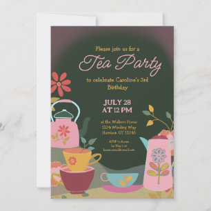 Whimsique Moody Tea Party Birthday Inbjudningar