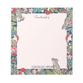Whimsique Mouse Mushroom Teal Rosa Woodland Anteckningsblock