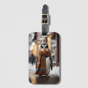 Whimsique Mysigt Penguin Snowy Winter Bagagebricka