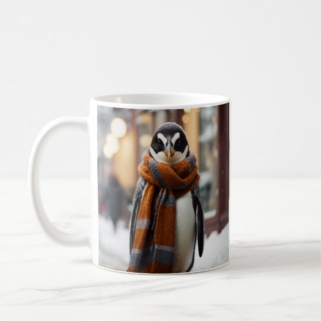 Whimsique Mysigt Penguin Snowy Winter Kaffemugg (Vänster)