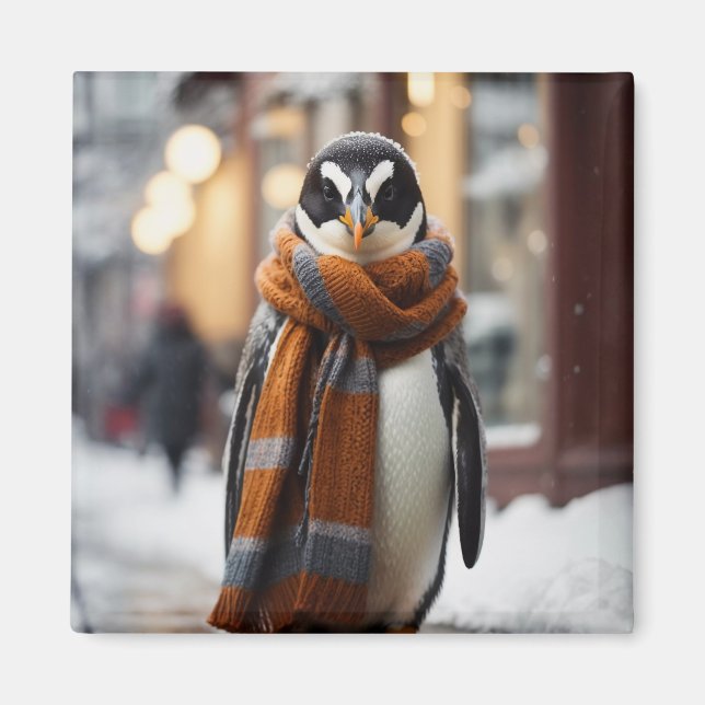 Whimsique Mysigt Penguin Snowy Winter Magnet (Framsidan)