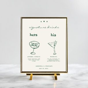 Whimsique Namnteckning Drinks Cocktail Bröllop-tec Poster