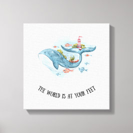 Whimsique Nautical Blue Whale Stretch Kanvastryck
