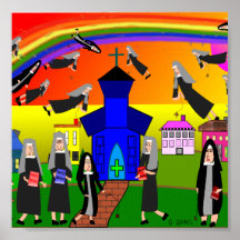 Whimsique Nuns Canvas Art "Flygande nuns"