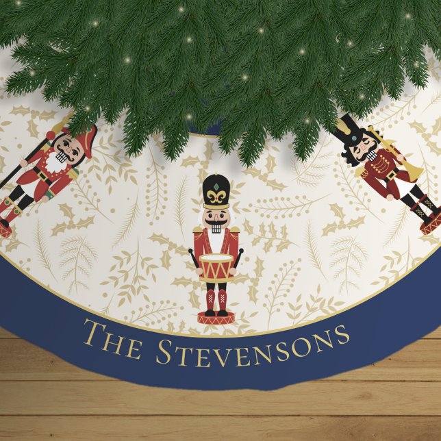 Whimsique Nutcracker Blue and Beige jul Julgransmatta Borstad Polyester (Skapare uppladdad)