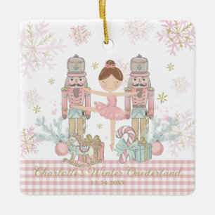 Whimsique Nutcracker Pastel Rosa Julsäck Julgransprydnad Keramik