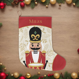 Whimsique Nutcracker Red and Beige Stor Julstrumpa