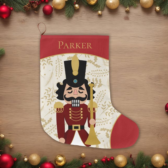 Whimsique Nutcracker Red and Beige Stor Julstrumpa (Skapare uppladdad)