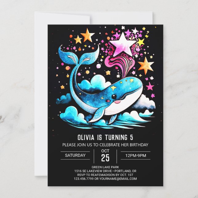 Whimsique Ocean Girl Birthday Inbjudningar (Framsida)