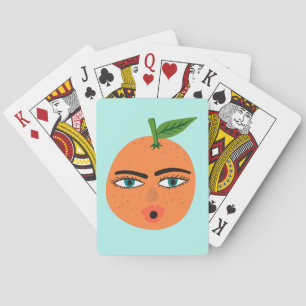 Whimsique Orange FUNny Ansikte CUSTOMIZE IT Casinokort