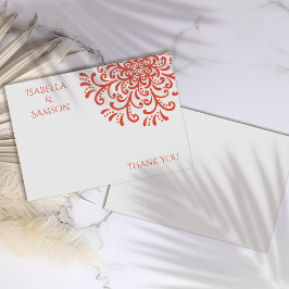Whimsique Orange Red Flourish (Röd blomma) Tack, k Tack Kort