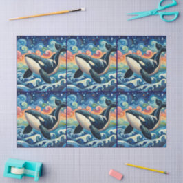 Whimsique Orca Whale Beach Coastal Decoupage