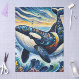 Whimsique Orca Whale Beach Coastal Decoupage