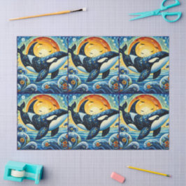 Whimsique Orca Whale Beach Coastal Decoupage