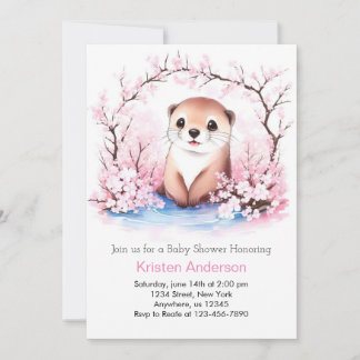 Whimsique Otter Oasis Girl Baby Shower Inbjudningar